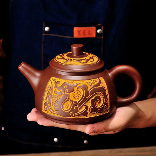 Artfan Antique Bronze Teapot Set Mine Purple Mud Yixing 300ml&550ml Tea Pot