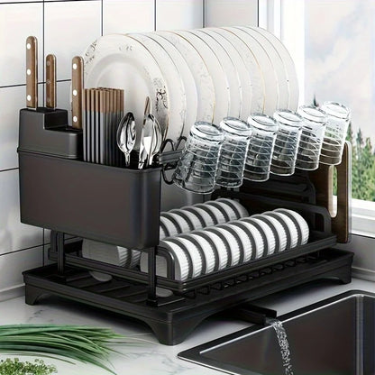Artfan 2 Tier Dish Drying Rack with Storage Holder & Drainer for Kitchen Organizing