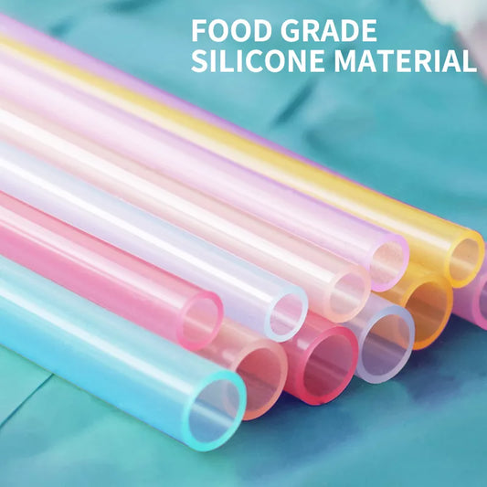 Artfan 6-Piece Reusable Silicone Straws Set with Cleaning Brush - Eco-Friendly Party Accessories