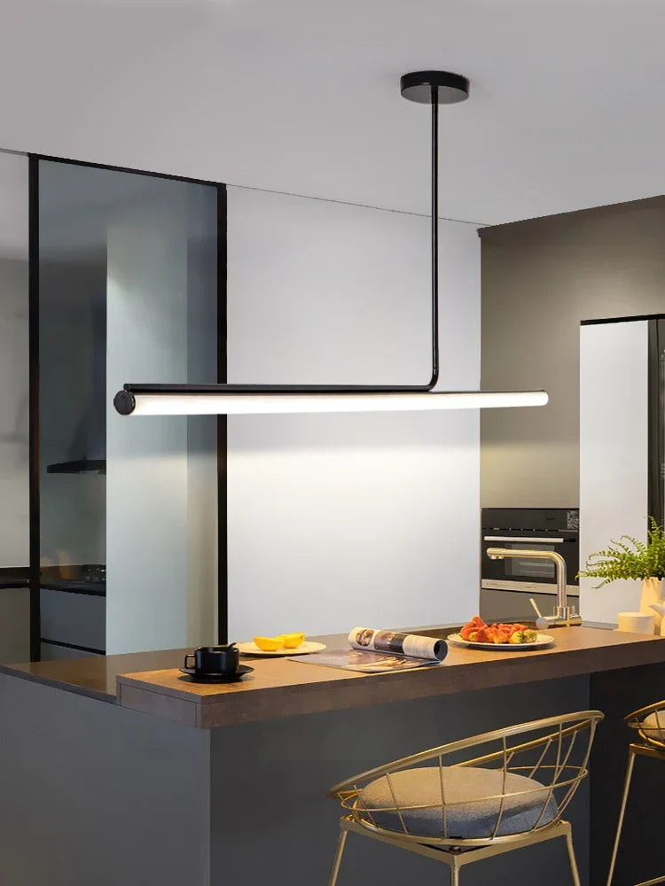 Artfan lighting Black LED Chandelier: Modern Dimmable Pendant Lights for Dining Room & Kitchen.