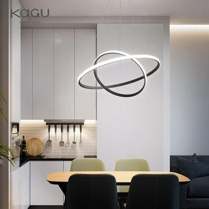 Artfan lighting Black Ring LED Pendant Chandelier for Living Room, Dining Room, Kitchen