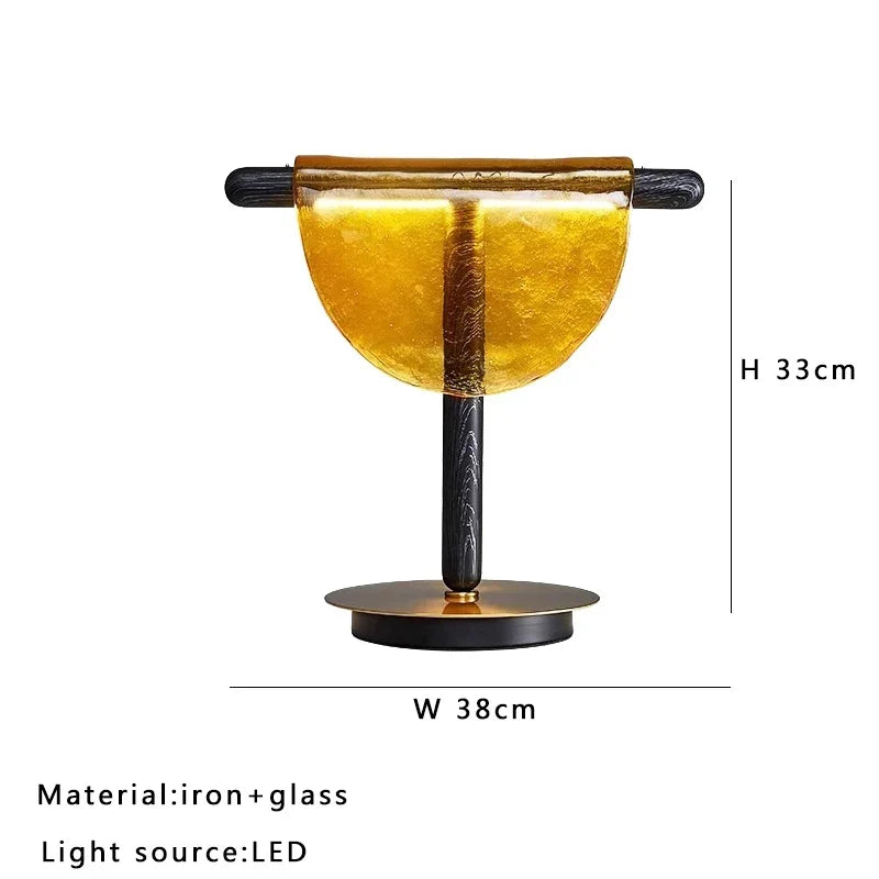 Artfan Amber Glass Table Lamp: Nordic Minimalist LED Nightstand Decor