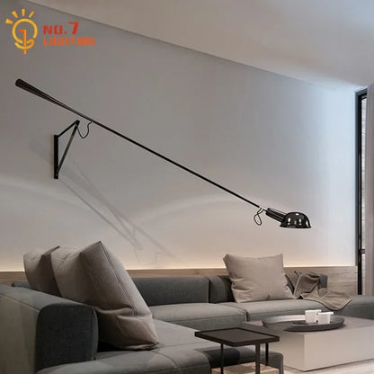 Artfan Adjustable LED Wall Lamp Swing Arm Modern Light Fixture Black/White for Living Room