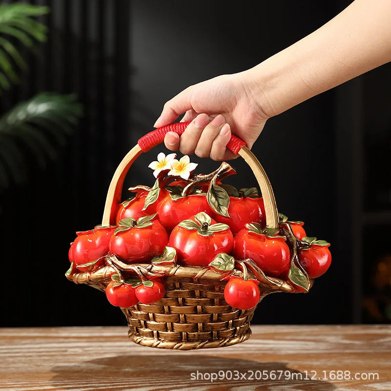 Artfan Artificial Fruit Tree Apple Basket Ornaments Home Decor Figurines