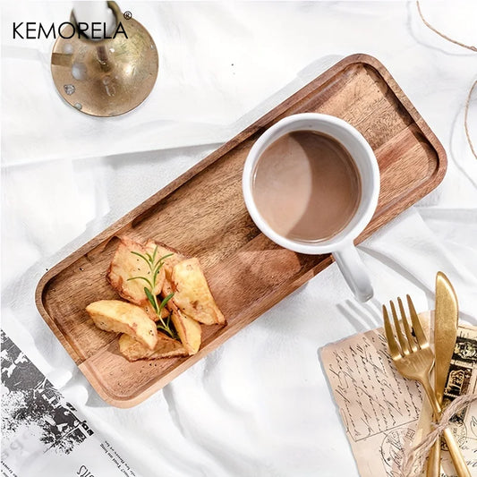 Artfan Acacia Wood Coffee Tray | Versatile Food Serving Tray for Desserts and Tea
