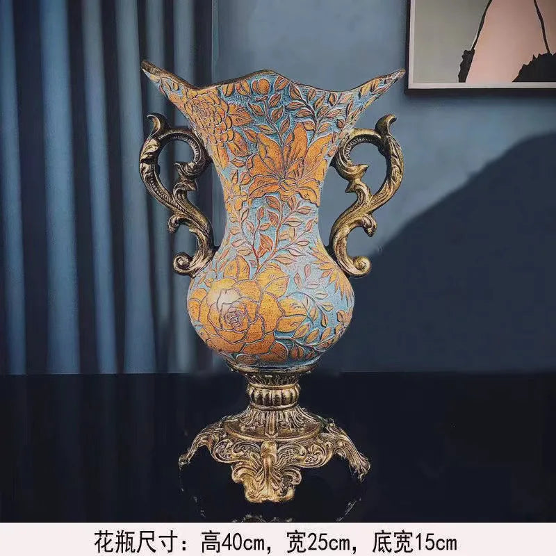 Artfan Resin Vase Dried Flowers Arrangement for Living Room Decor