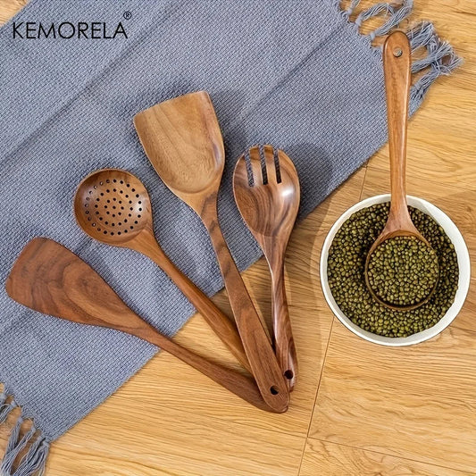 Artfan 5-Piece Natural Wooden Tableware Set | Kitchen Cookware Utensils