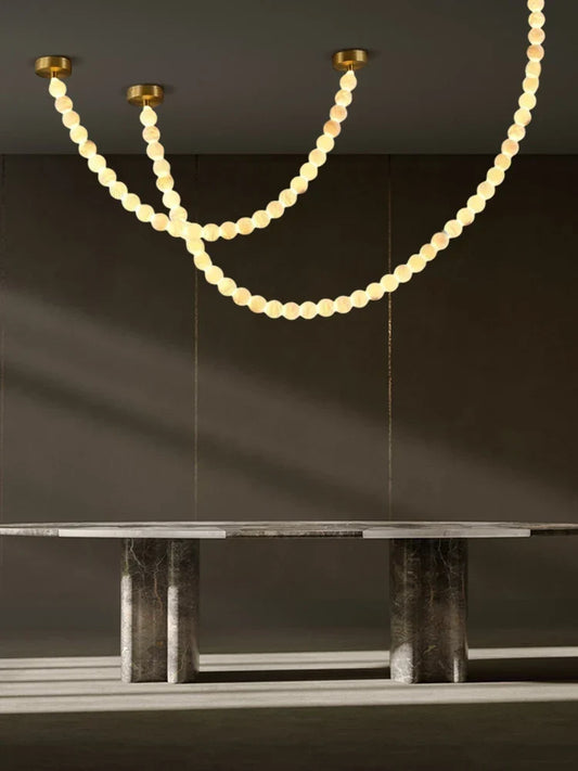 Artfan Alabaster Marble Gold LED Chandelier for Staircase-Foyer Decor