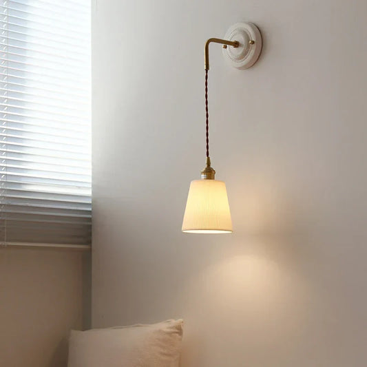 Artfan Adjustable LED Wall Sconce Lamp Stripe Ceramic Copper Mirror Bedside