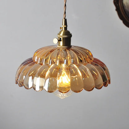 Artfan Amber Flower Glass LED Pendant Lights for Home Decor