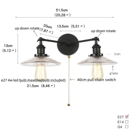 Artfan lighting Black LED Wall Lamp Sconce Industrial Loft Vintage Bathroom Mirror Light