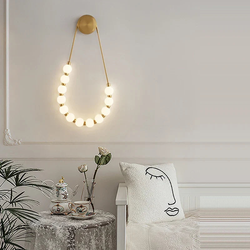 Artfan lighting Black Gold LED Her Necklace Wall Lamp Sconce for Bedroom & Corridor