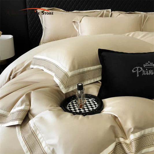 Artfan 1000TC Luxury Embroidery Bedding Set - Full/Queen/King 4Pcs