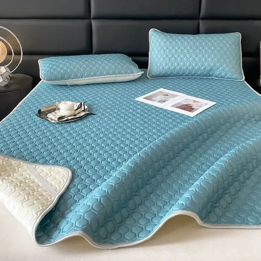 Artfan 4mm Latex Filled Bed Mat & Pillowcase Set - Cooling Ice Silk Sleep Mats