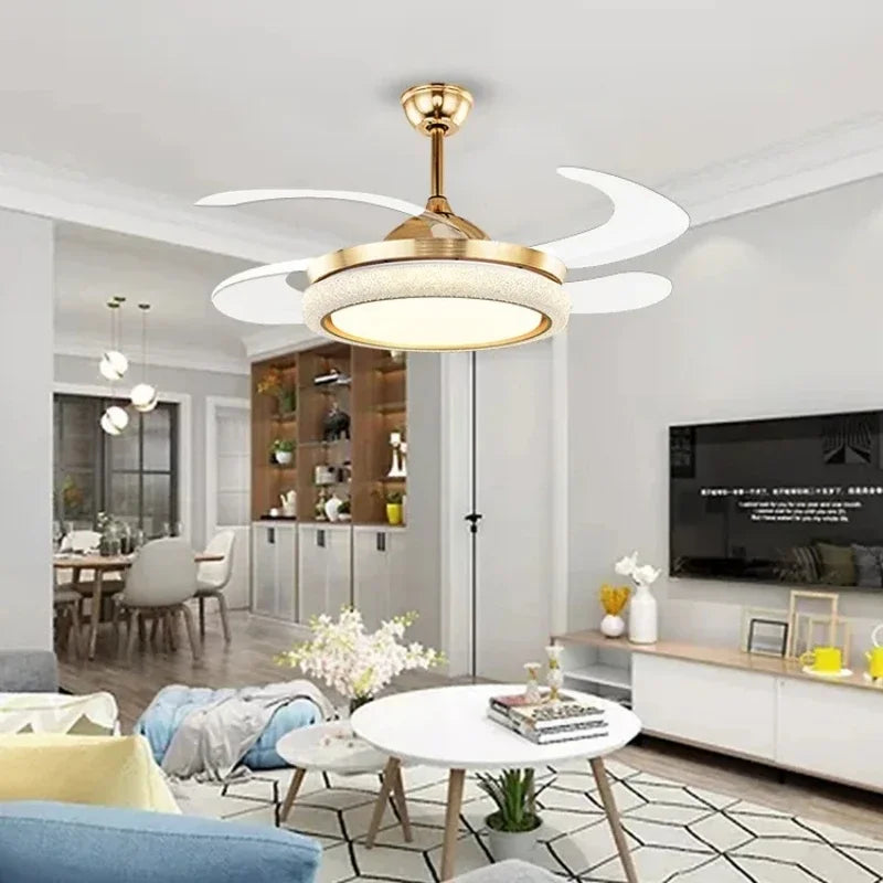 Artfan 42" Invisible Ceiling Fan Light Remote Control LED Retractable Blades.