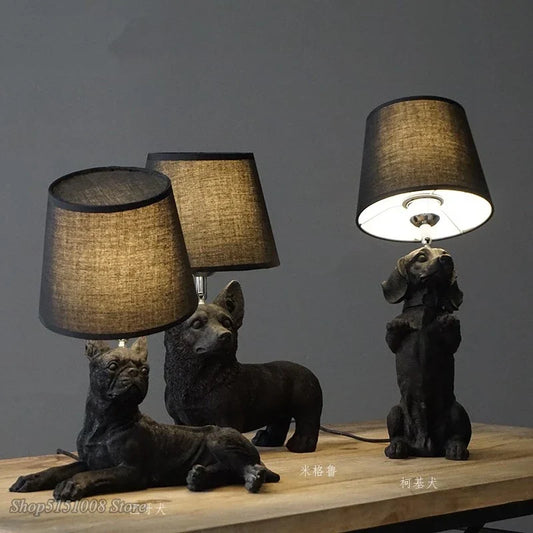Artfan lighting Black/White Puppy Dogs Table Lamps for Home Decor Lighting