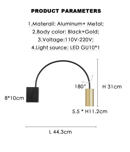 Artfan Adjustable Rocker Wall Lamp: Minimalist Style for Living Room, Bedroom, and Study