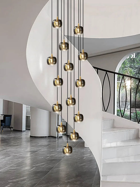 Artfan lighting Black & Gold Crystal Chandelier LED Pendant Light Fixture Loft Staircase Lighting