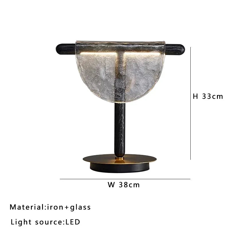 Artfan Amber Glass Table Lamp: Nordic Minimalist LED Nightstand Decor