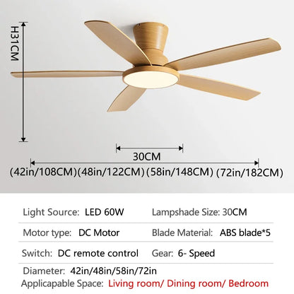 Artfan 72" DC Ceiling Fan Light Remote Control Strong Winds Living Room Mute Chandelier
