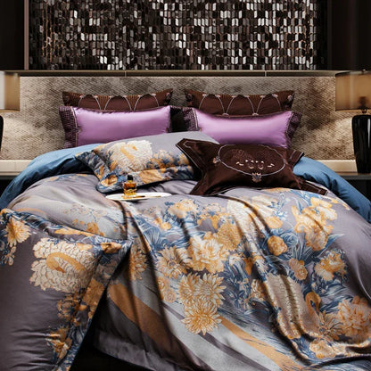 Artfan 1500TC Egyptian Cotton Jacquard Bedding Set for Queen King Size Linens