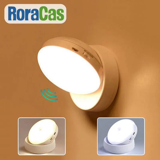 Artfan 360° Rotate Night Light USB Rechargeable Magnet Wall Lamp for Staircase Bedroom