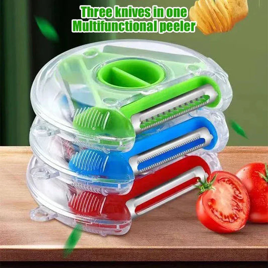 Artfan 3-in-1 Magic Peeler Trio Set: Slicer, Shredder, Julienne Cutter - Kitchen Tool