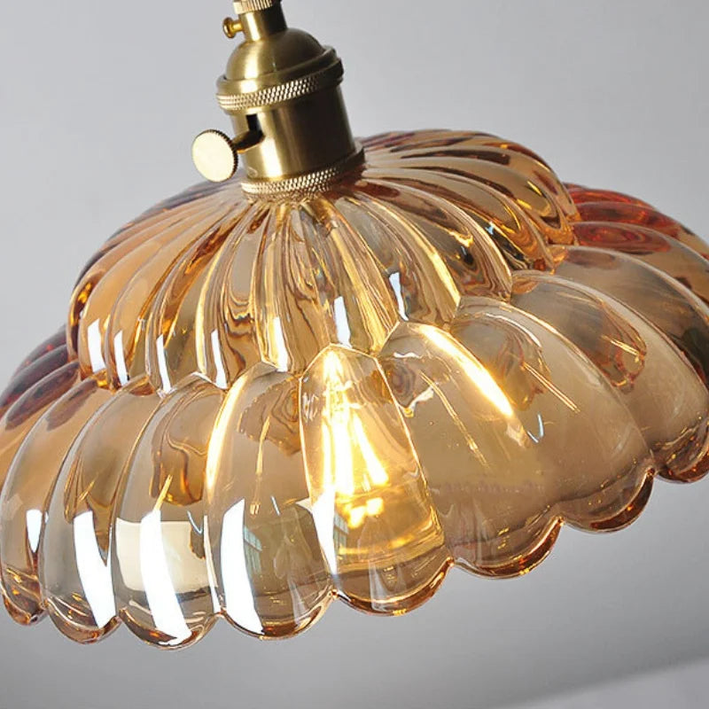 Artfan Amber Flower Glass LED Pendant Lights for Home Decor