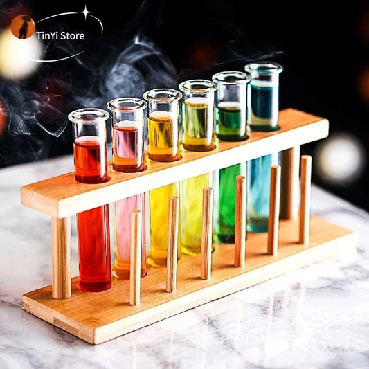 Artfan 6-Piece Test Tube Cocktail Glass Set with Free Rack Stand and Shot Glasses Holder