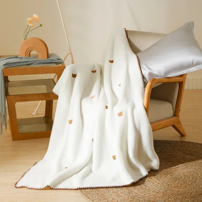 Artfan Baby Velvet Embroidered Blanket: Double-Sided Warm Travel Bedroom Sofa Cover
