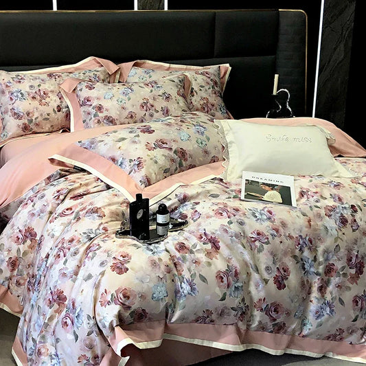 Artfan 100S Egyptian Cotton Print Bedding Set for Queen King Ru Size