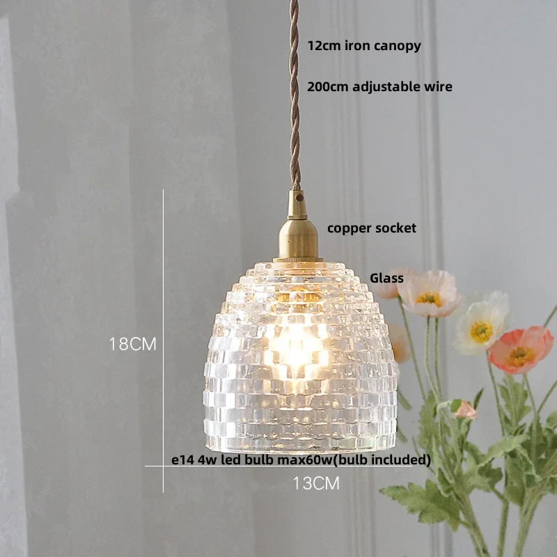 Artfan Amber Glass LED Pendant Light - Nordic Modern Balcony Foyer Coffee Wall Lamp