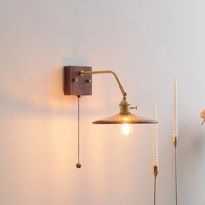 Artfan Amber Glass LED Wall Sconce Pull Chain Switch.