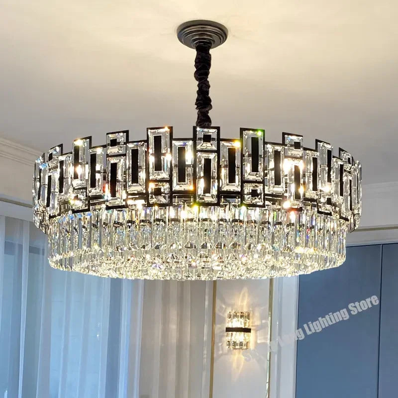 Artfan lighting Black Crystal LED Chandelier for Living Room, Dining Room, Kitchen, Bedroom