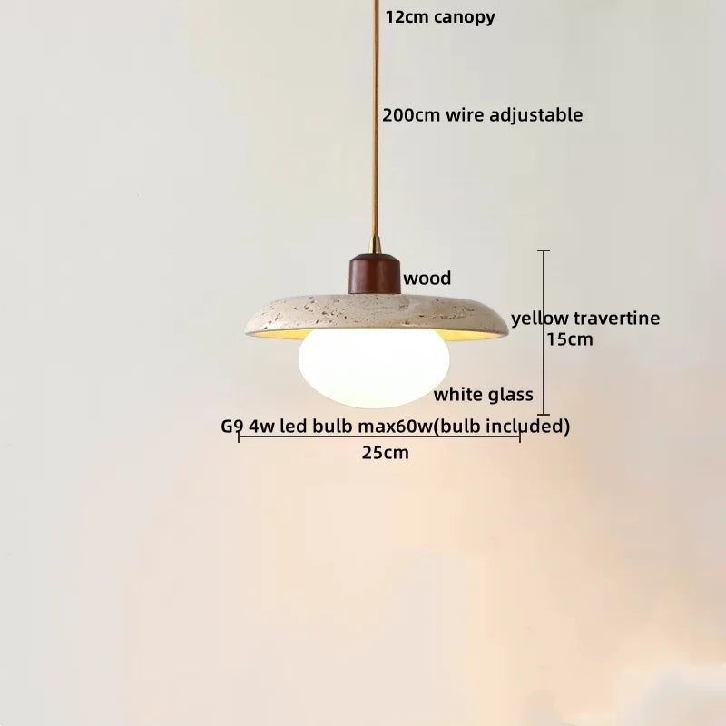 Artfan Adjustable LED Pendant Light - Nordic Modern Yellow Travertine Marble Wood Fixture