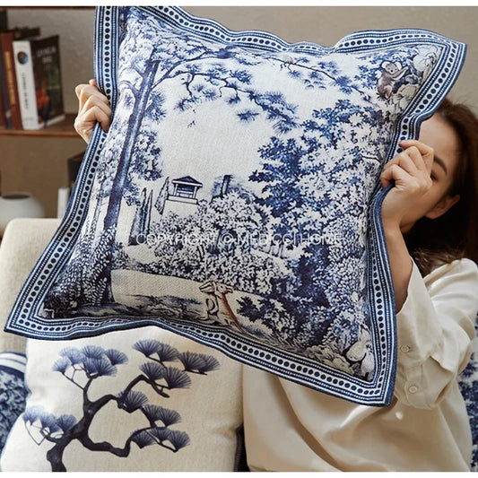 Artfan Ancient Indigo Jungle Decorative Cushion Covers - Hand-Painted Throw Pillow Case