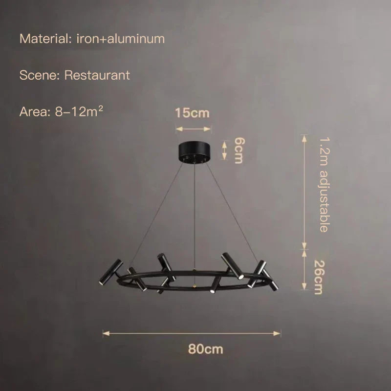 Artfan lighting Black LED Spot Chandelier: Modern Minimalist Rotatable Hanging Lamp for Home Decor