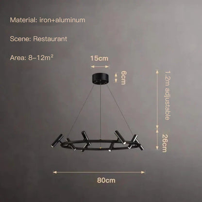 Artfan lighting Black LED Spot Chandelier: Modern Minimalist Rotatable Hanging Lamp for Home Decor