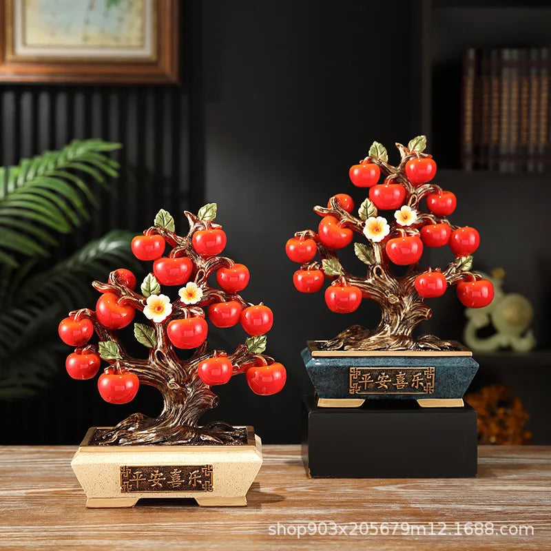 Artfan Artificial Fruit Tree Apple Basket Ornaments Home Decor Figurines