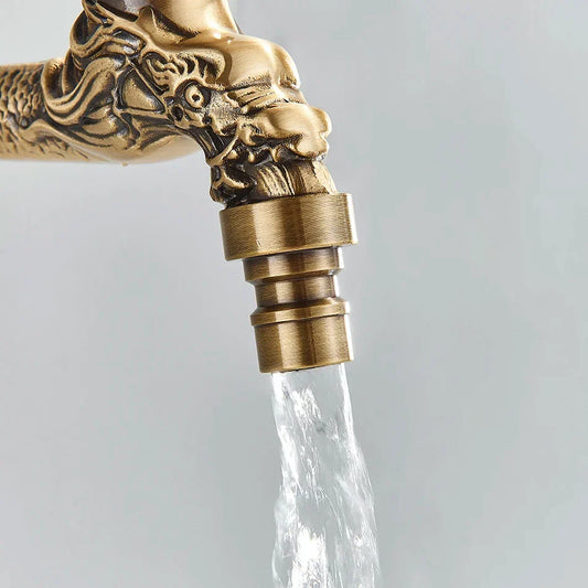 Artfan Antique Brass Wall Mounted Washing Machine Faucet for Bathroom, Outdoor, Garden, Bath, Toilet