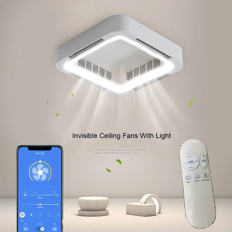 Artfan lighting Bladeless Ceiling Fan Light Remote Control LED Circulator for Bedroom Living Room