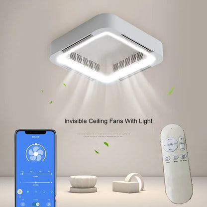 Artfan lighting Bladeless Ceiling Fan Light Remote Control LED Circulator for Bedroom Living Room