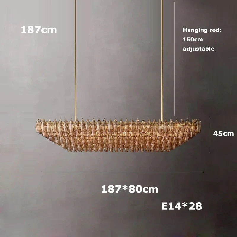 Artfan Art Deco Glass Shade Brass LED Chandelier - Luxury Black Dining Room Ceiling Light
