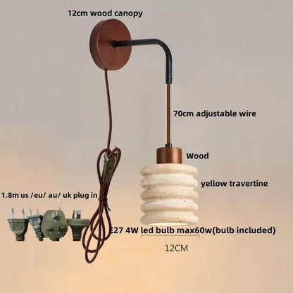 Artfan Adjustable LED Wall Sconce Yellow Travertine Stair Light Fixture for Home Decor
