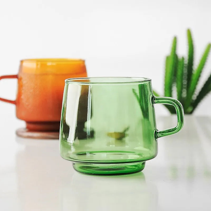 Artfan 350ml Glass Coffee Mug Tea Juice Cup Heat Resistant Durable High Borosilicate