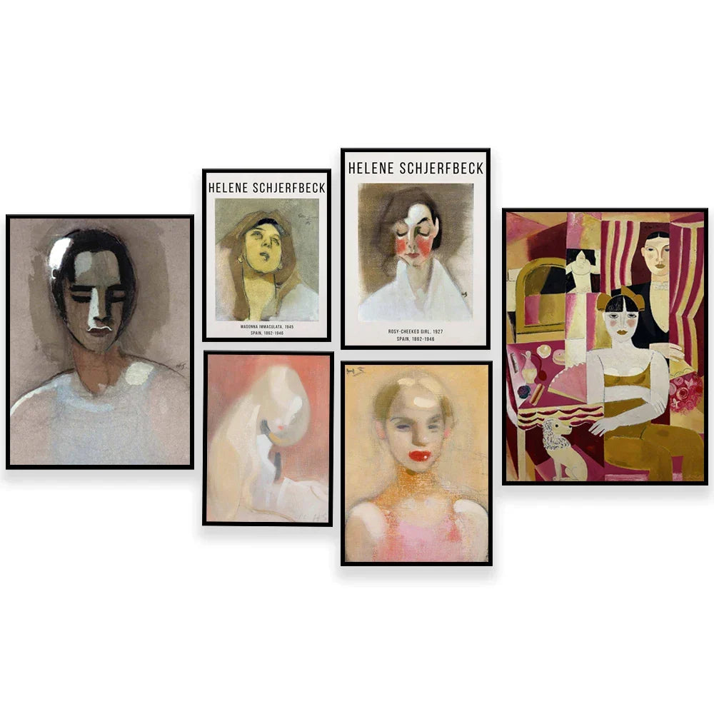Artfan Abstract Vintage Exhibition Poster Set - Helene Schjerfbeck, Circus Girl, Blonde Girl