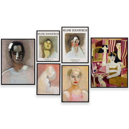 Artfan Abstract Vintage Exhibition Poster Set - Helene Schjerfbeck, Circus Girl, Blonde Girl