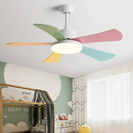 Artfan 48" Bedroom Restaurant Ceiling Fan with 5 Wood Blades, DC Motor, LED Light, Remote