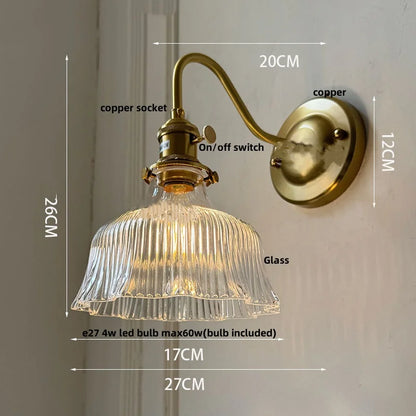 Artfan Amber Glass Wall Sconce Vintage Loft LED Vanity Light Fixture