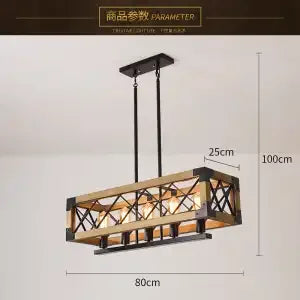 Artfan 6-Head Industrial Style Pendant Lamp - Retro Solid Wood Iron Table Light